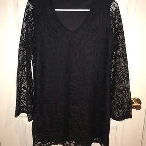 Black lace straight dress